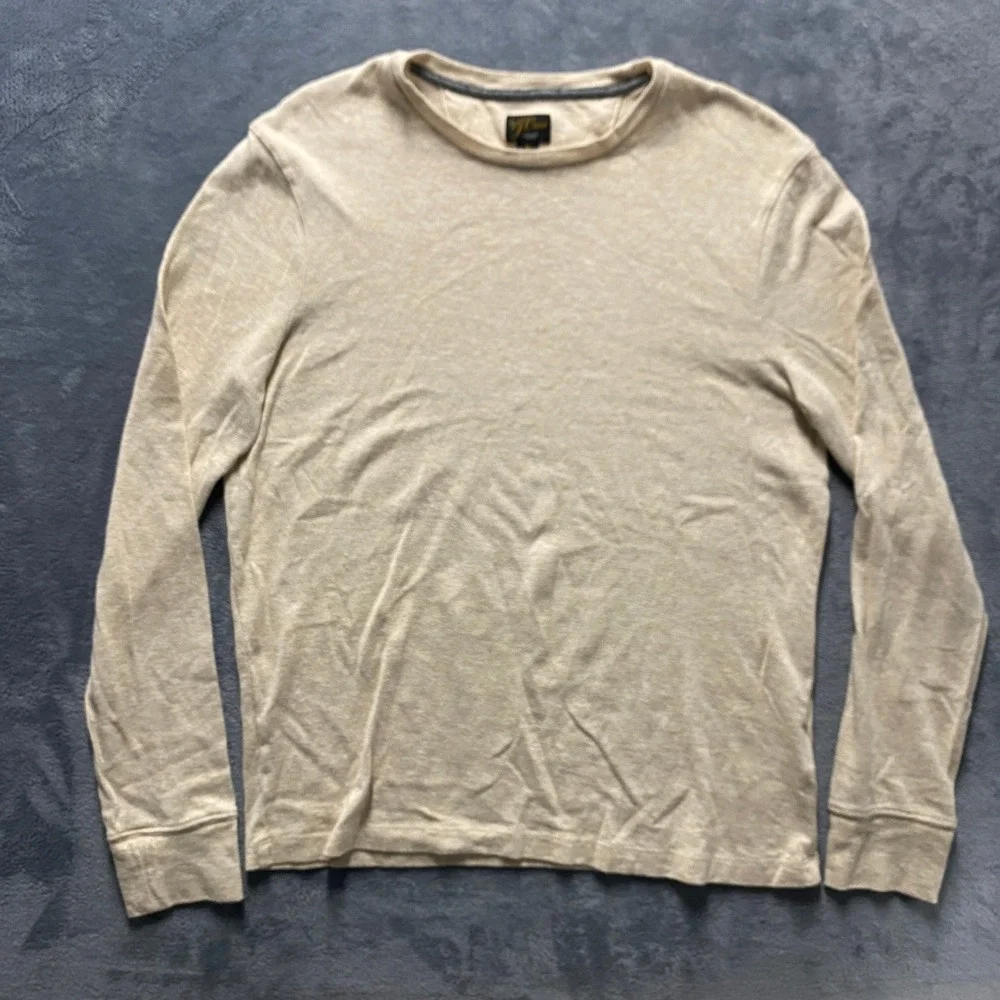 J. Crew Cashmere Blend Shirt Mens Large Beige Cotton Long Sleeve AZ279 Made 2022